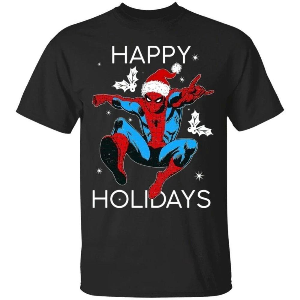 Spiderman Costume Santa Happy Holidays Christmas Tshirt Gift Idea  All Day Tee